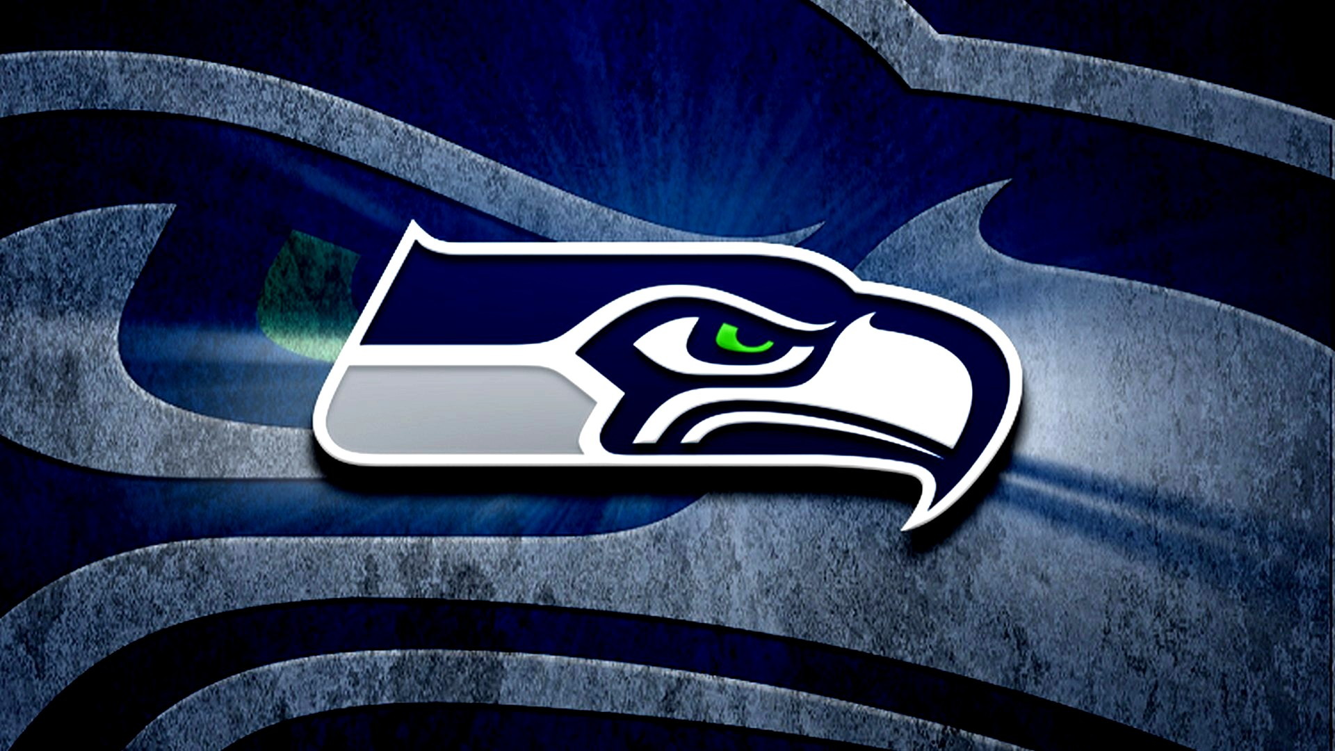 Fanatics T-Shirt Uomo Seattle Seahawks Logo - Blu Navy, Cotone, Abbigliamento NFL Ufficiale
